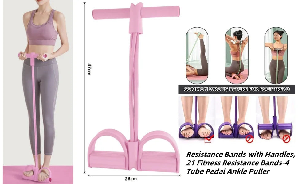6-Tube Pedal Resistance Bands with Handles Full Body Yoga Stretching Trainer | StriveRiseFit