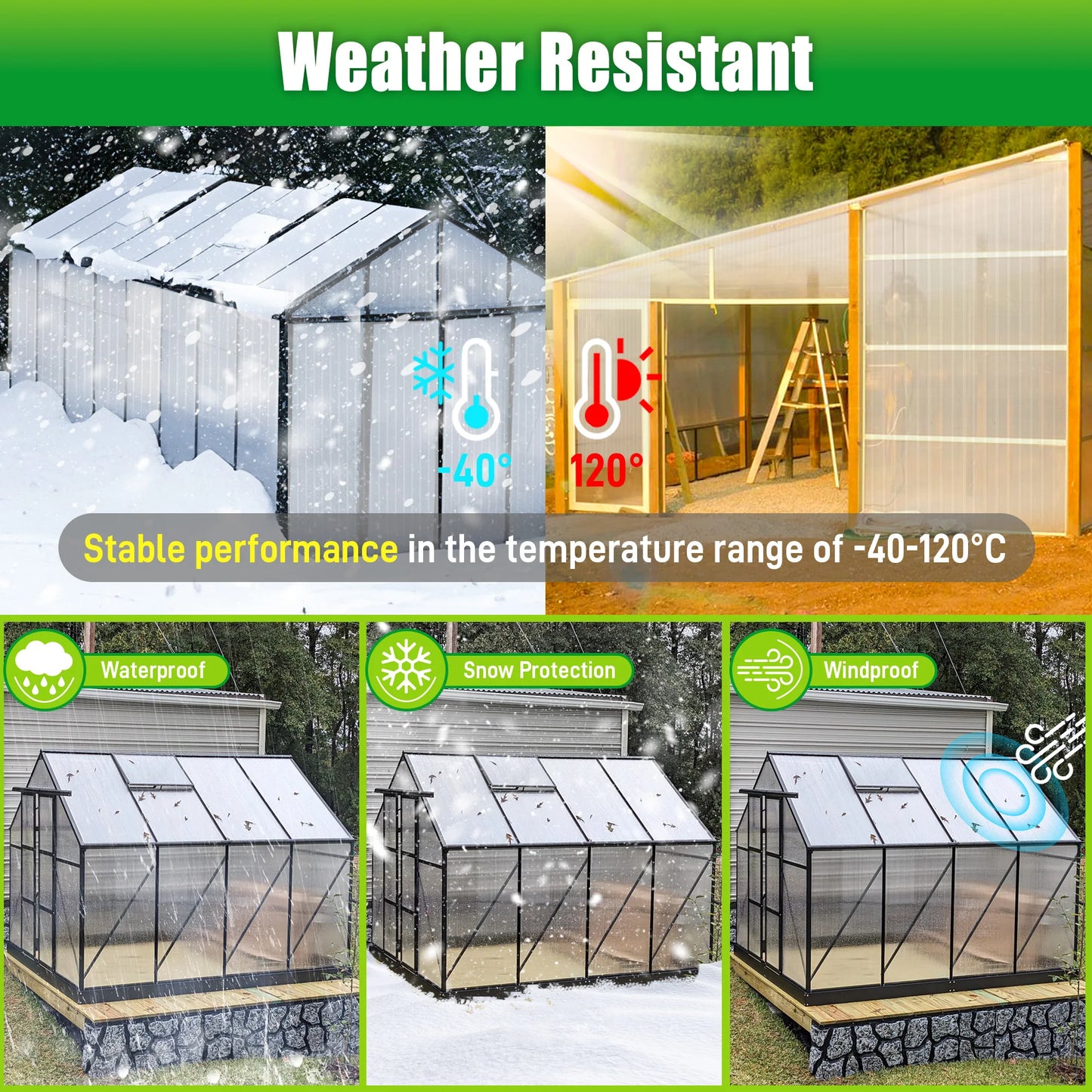 Polycarbonate Greenhouse Panels 15-Pack | 4'x2' Twin-Wall, 89% Light, UV-Resistant