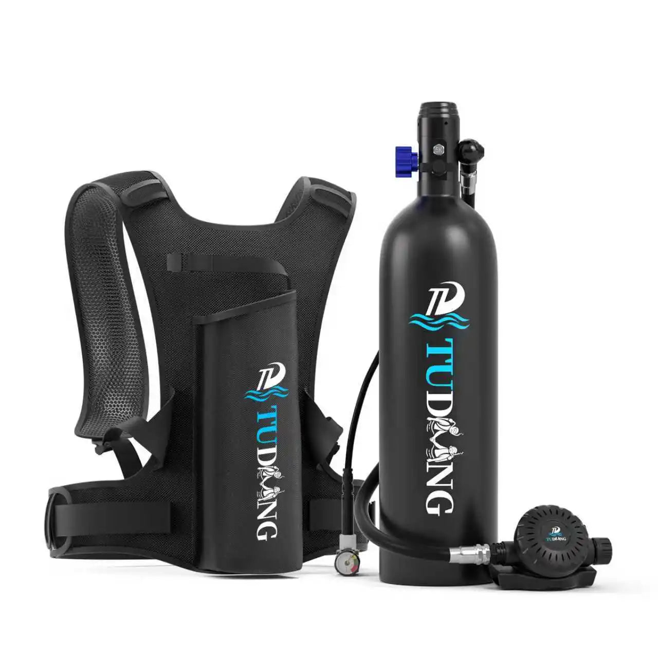 Mini Scuba Diving Tank | 2L Portable Dive Cylinder with Pressure Gauge & Backpack Harness