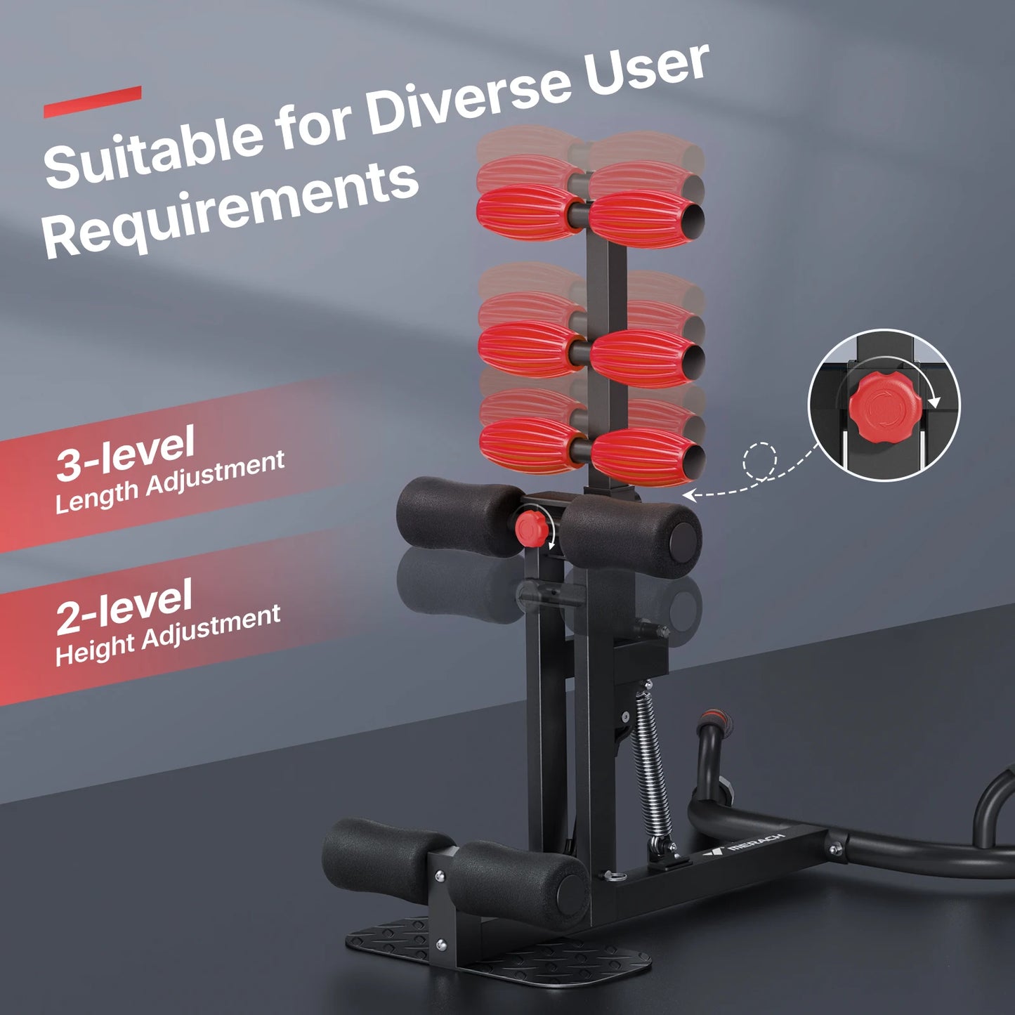 MERACH 2-in-1 Deep Squat & Push-Up Machine | Adjustable Glutes Trainer, 360° Massage Rollers, 300 LBS