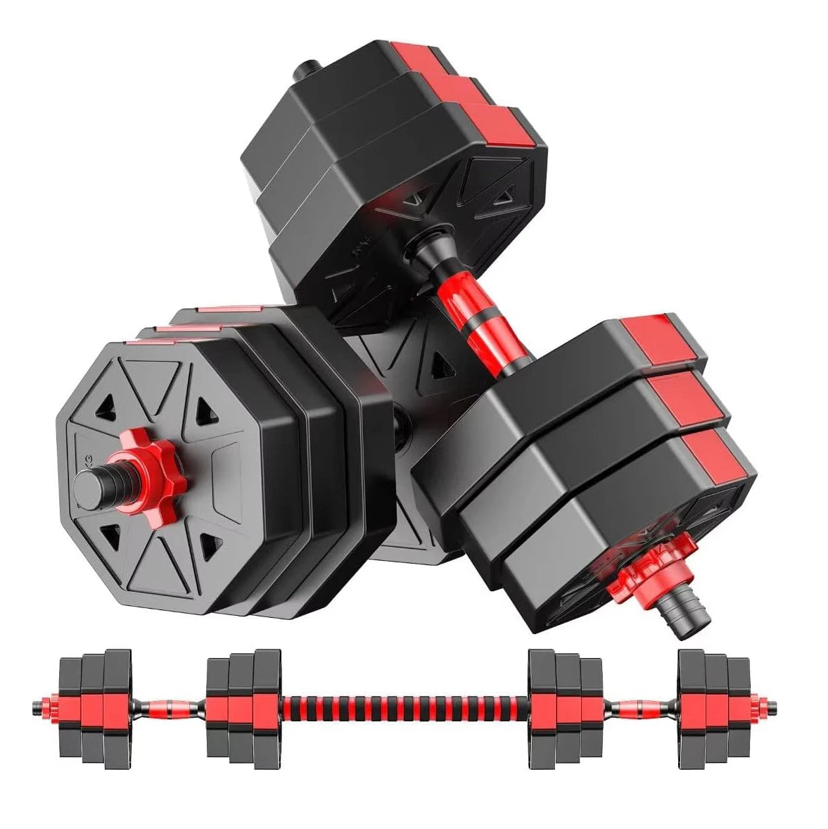 3-in-1 Adjustable Dumbbell to Barbell Set, 44 lbs Anti-Slip Home Gym | StriveRiseFit