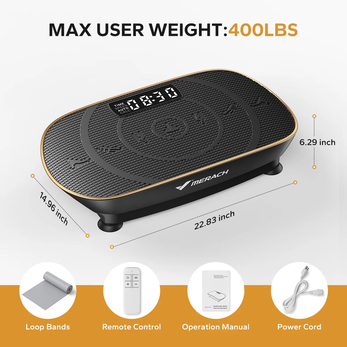 MERACH Vibration Plate Exercise Machine | 10-Speed, Bluetooth, Lymphatic Drainage, 330 LBS