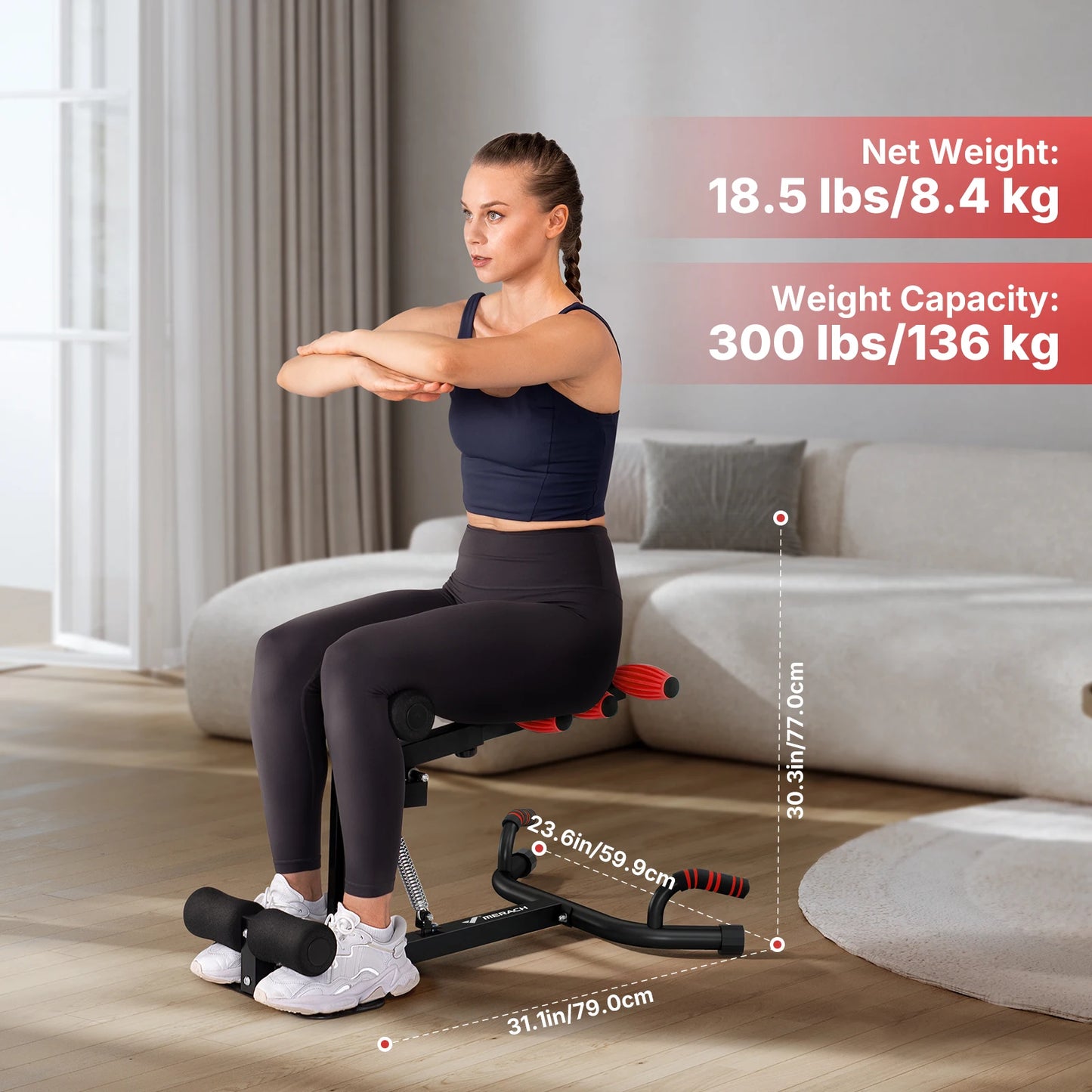 MERACH 2-in-1 Deep Squat & Push-Up Machine | Adjustable Glutes Trainer, 360° Massage Rollers, 300 LBS