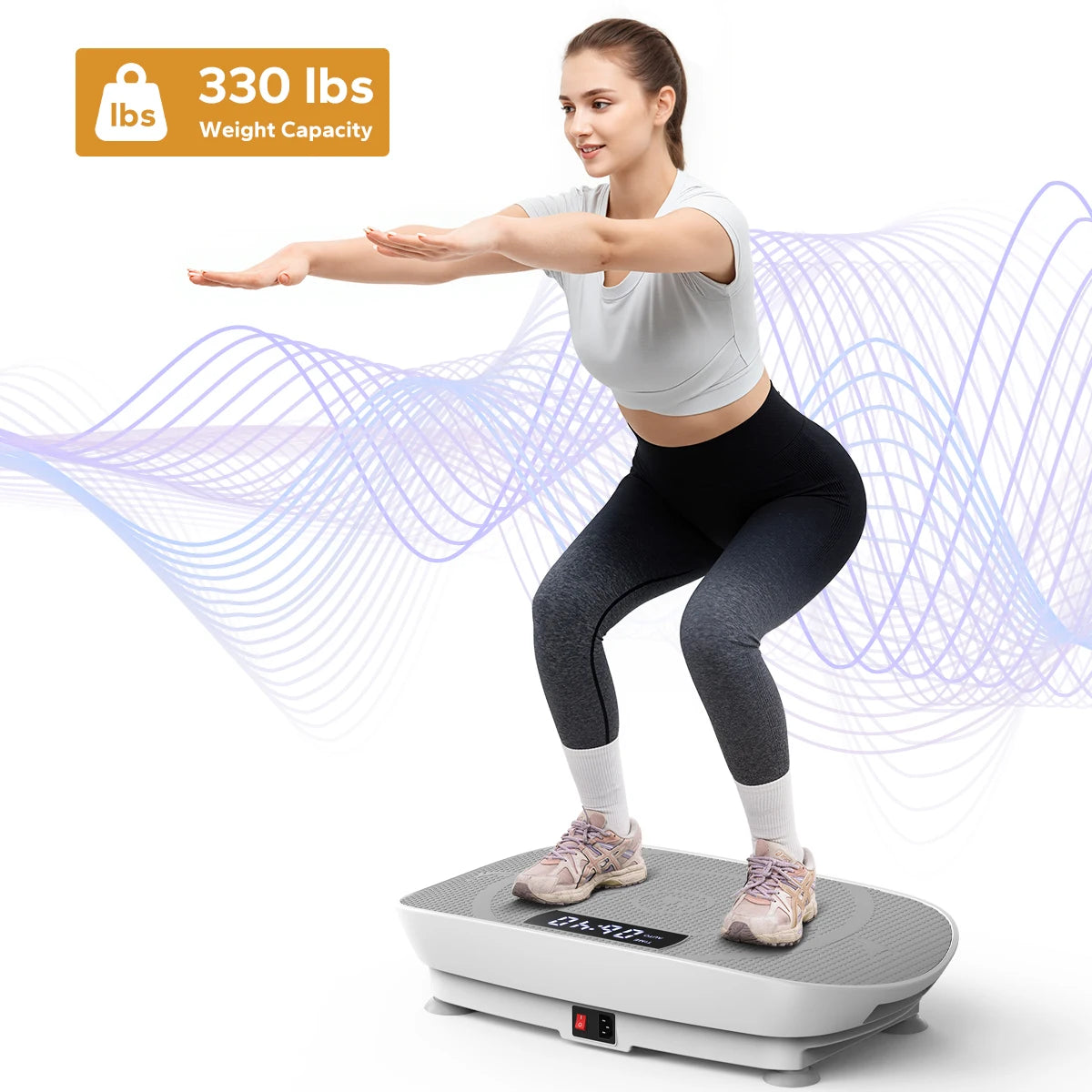 MERACH Vibration Plate Exercise Machine | 10-Speed, Bluetooth, Lymphatic Drainage, 330 LBS