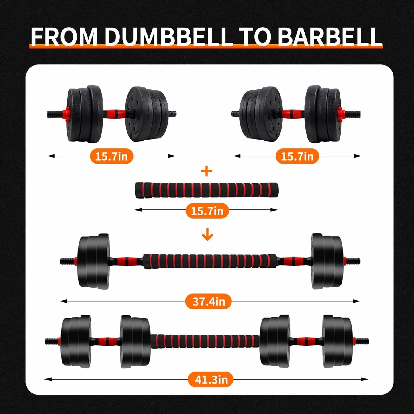 Adjustable Dumbbell to Barbell Set 5–44 lbs, Anti-Slip Grip for Home Gym | StriveRiseFit