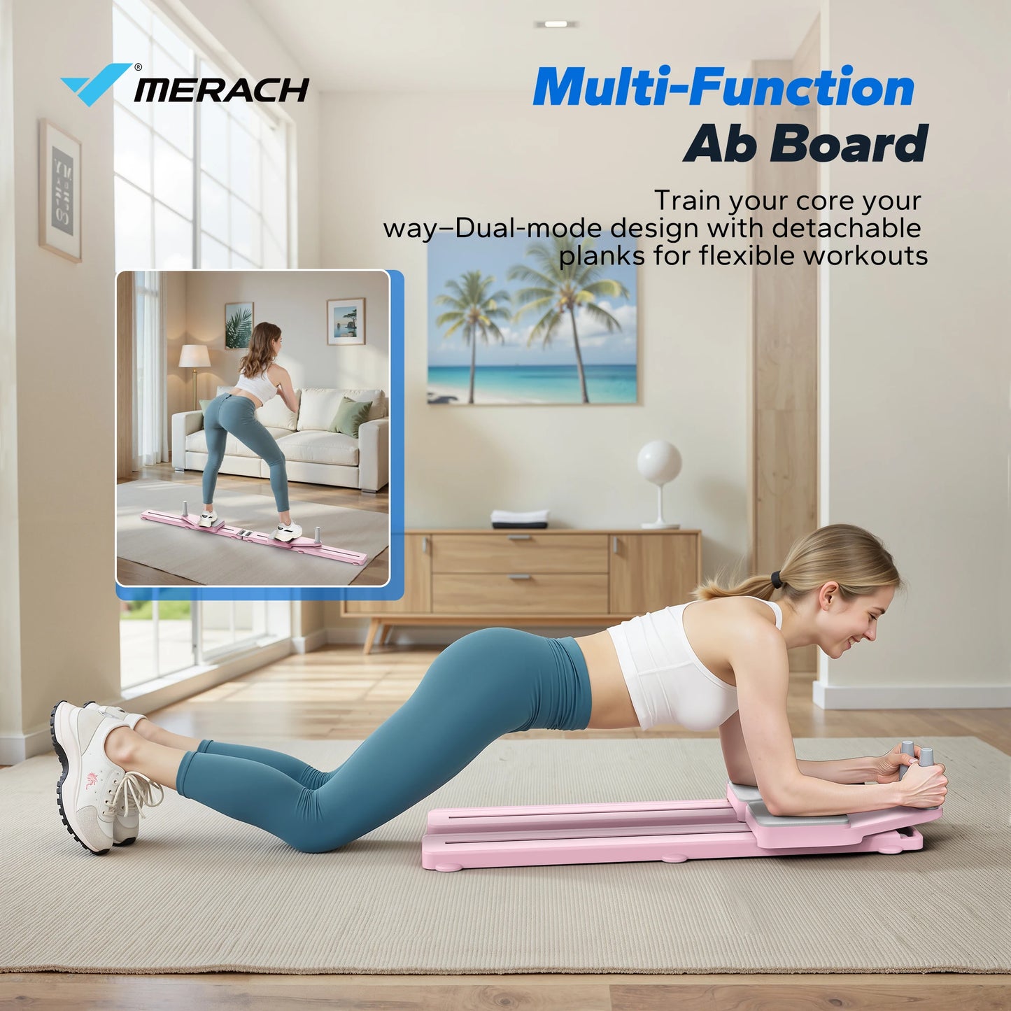 MERACH Multifunctional Pilates Board & Ab Trainer, Portable Home Gym Core Workout | StriveRiseFit