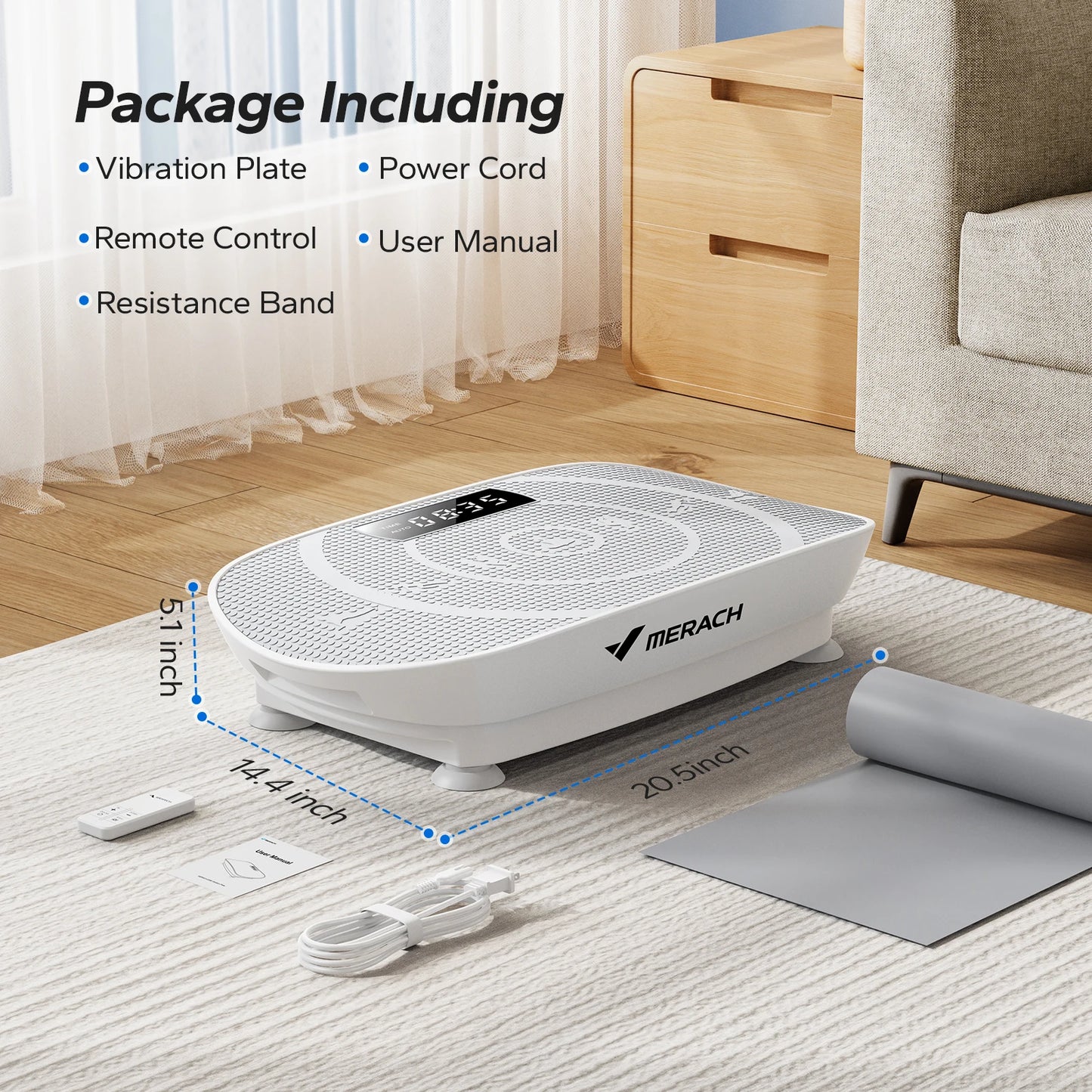 MERACH Vibration Plate Exercise Machine | 10-Speed, Bluetooth, Lymphatic Drainage, 330 LBS