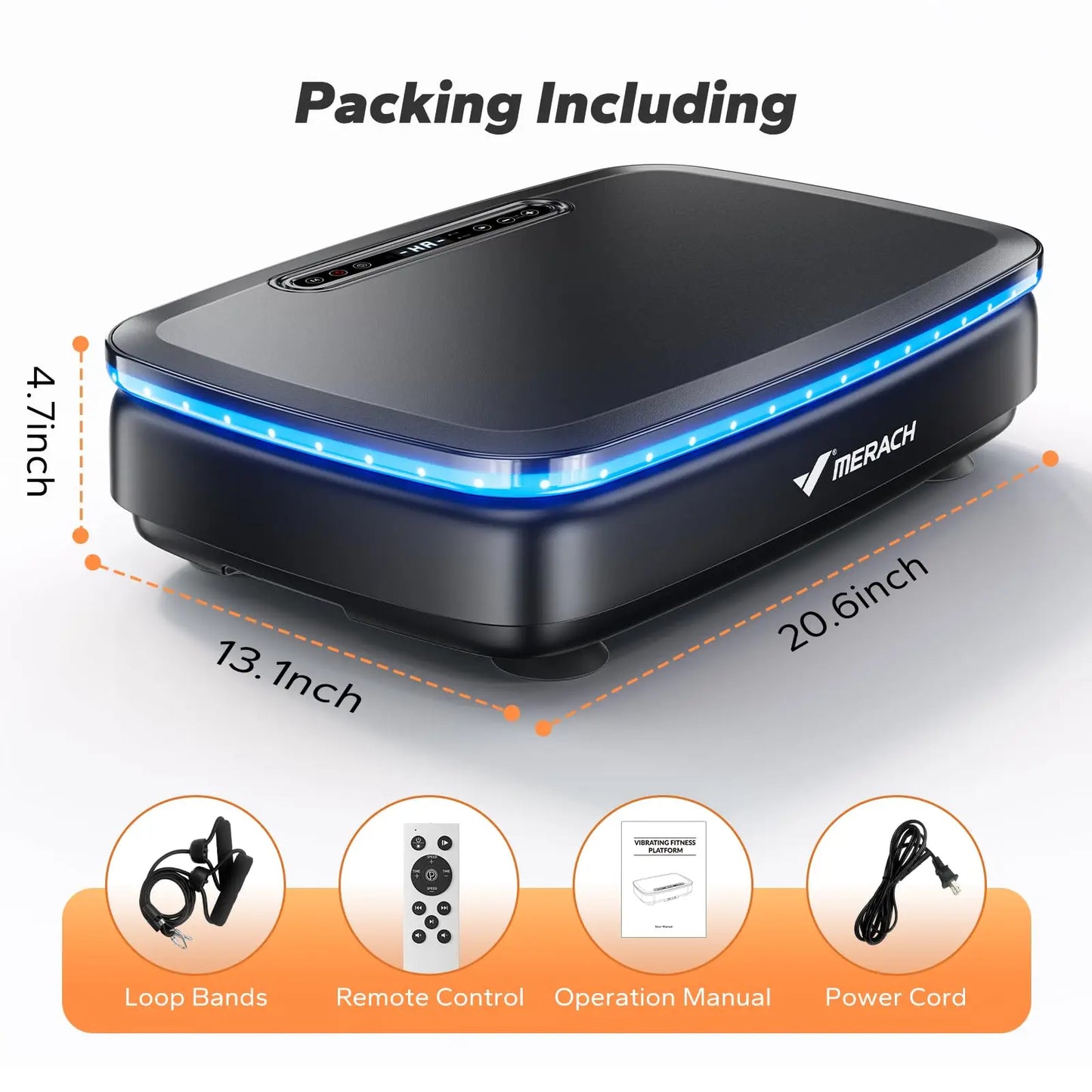 MERACH Vibration Plate Exercise Machine | Bluetooth, 7-Color LED, 99 Speeds, 330LB, with Light & No Light Options