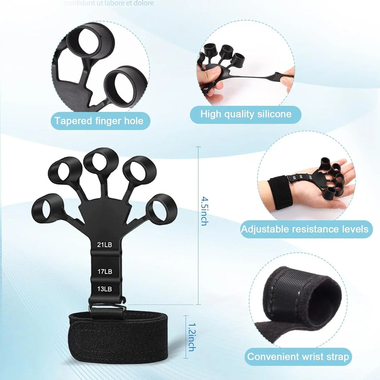 Grip Trainer Kit, Adjustable Hand Gripper, Finger Exerciser, Stress Ball & Forearm Ring | StriveRiseFit