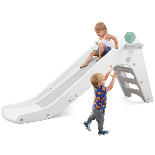Kids Slide & Basketball Hoop Climber Playset | 55" Slide, 110 lb, HDPE, Ages 0–6