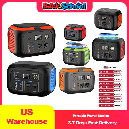 600W/300W/200W/120W Portable Power Station,110V AC Outlets Solar Generator Storage Energy Power Bank For Biking Camping Hiking Travel RV Home