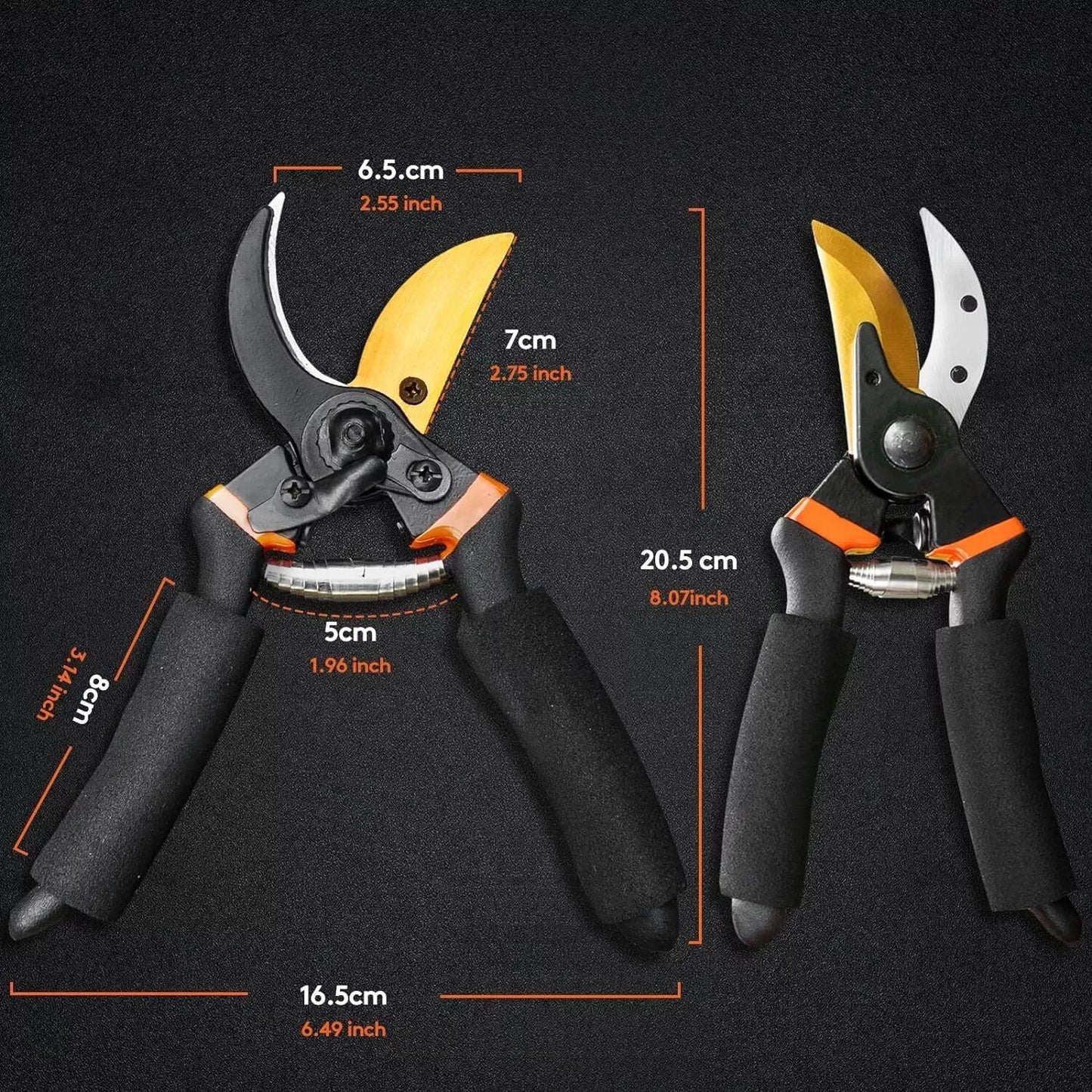 Titanium-Coated Bypass Pruning Shears | SK5 Steel | Arthritis-Friendly | Safety Lock | Ultra-Sharp