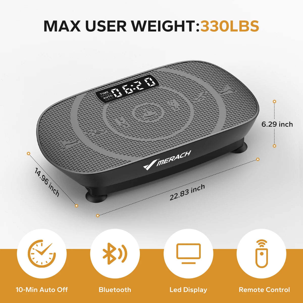 MERACH Vibration Plate Exercise Machine | 10-Speed, Bluetooth, Lymphatic Drainage, 330 LBS