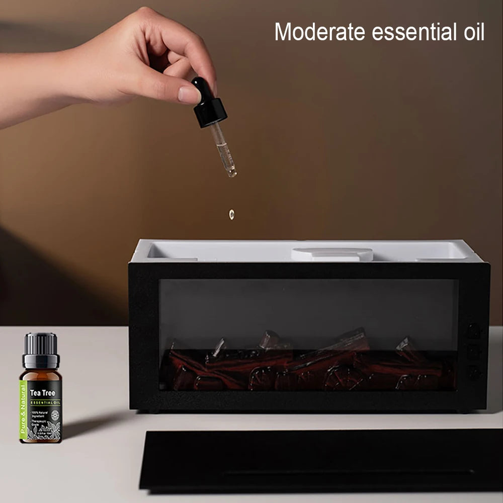2025 Aromatherapy Ultrasonic Humidifier Essential Oil Diffuser for Home Cool Mist Electronics Night Light Realistic Flame