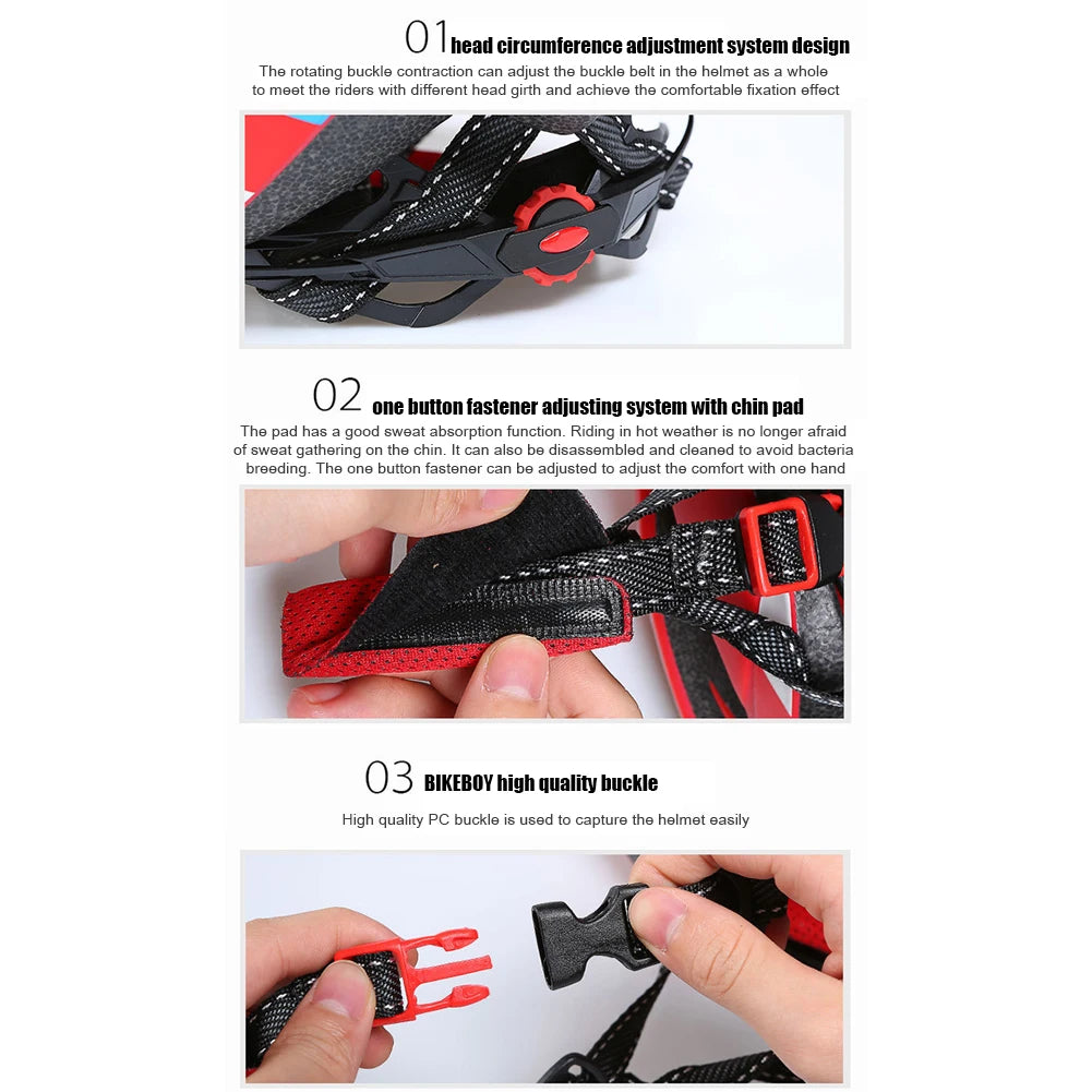 Bikeboy MTB Bike Helmet for Men Women Sport Cycling Helmet Adjustable Mountain Road Bicycle Soft Pad Safety Hat Cap Accessories