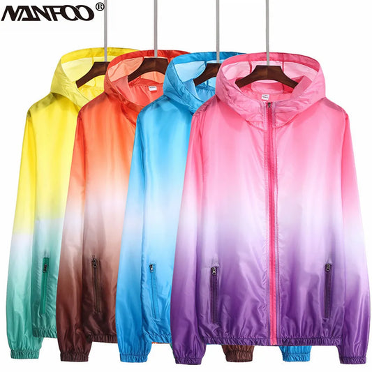 Lightweight Thin, Outdoor Sports Jacket ~ Hooded ~ Polyester Waterproof ~ UV-Resistant Hiking Cycling Jacket
