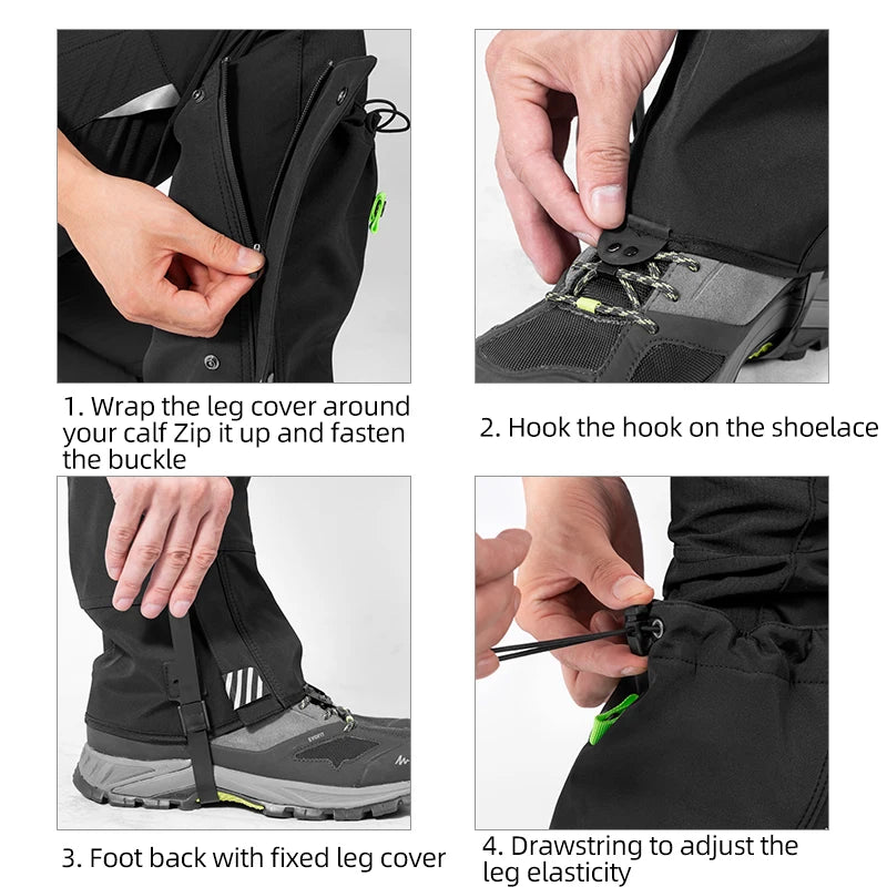 ROCKBROS Waterproof Outdoor Hiking, Walking, Climbing, Hunting ~ Snow Legging Gaiters ~ Ski Gaiters Covers Leg Protection Guard