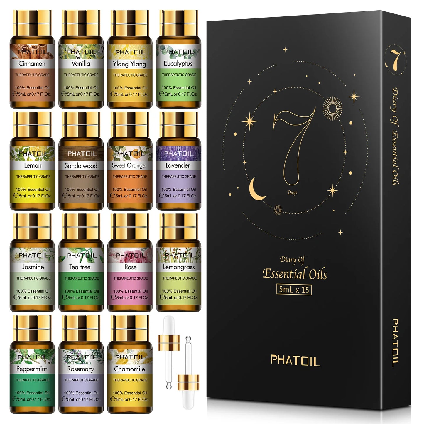15-Piece Essential Oils Gift Set 5ml Each — Pure Natural Aromatherapy | StriveRiseFit