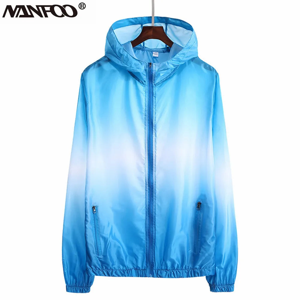 Lightweight Thin, Outdoor Sports Jacket ~ Hooded ~ Polyester Waterproof ~ UV-Resistant Hiking Cycling Jacket