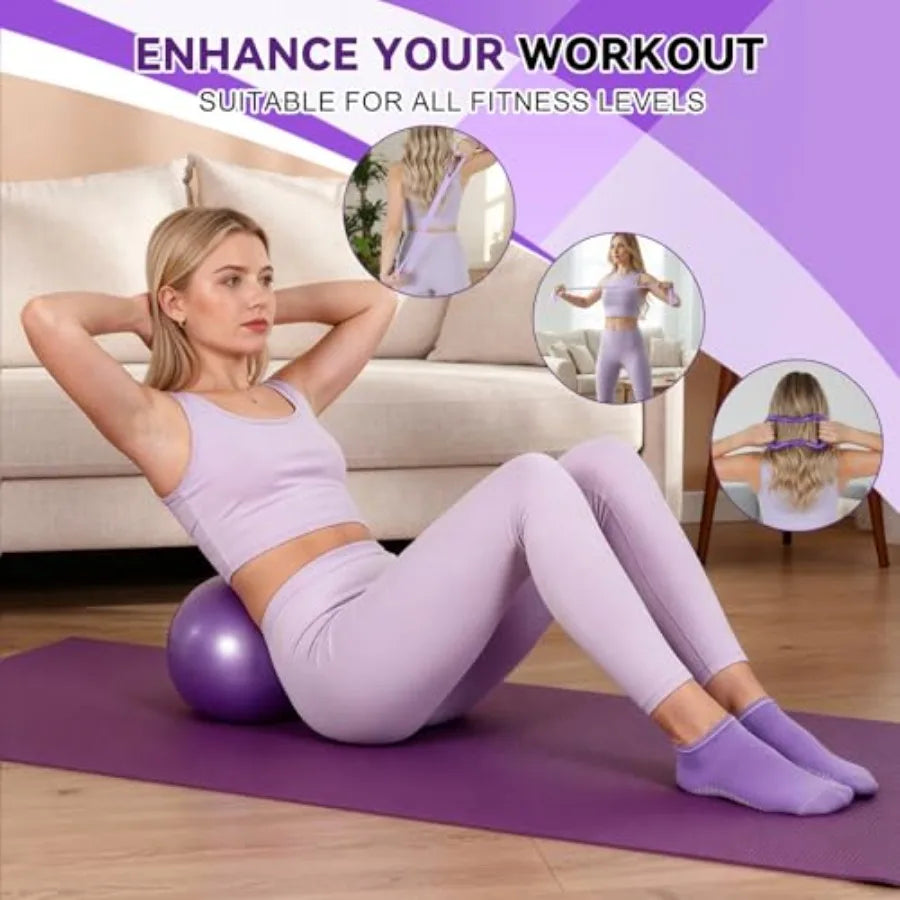 16-Piece Pilates Ring & Ball Set, 12" Magic Circle, 5 Resistance Bands & Ankle Weights | StriveRiseFit