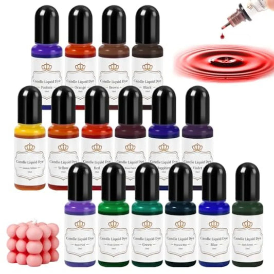 16-Color Liquid Candle Dye Set for Soy, Beeswax & Gel Wax | StriveRiseFit