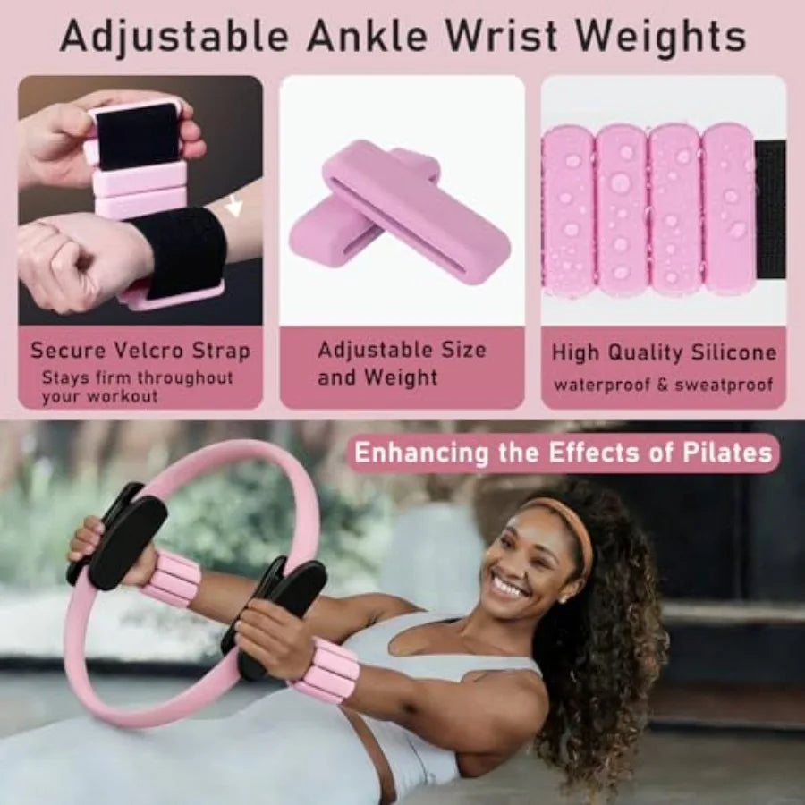 Pilates Ring Kit with Ankle & Wrist Weights, Resistance Bands & Ball for Home Toning | StriveRiseFit