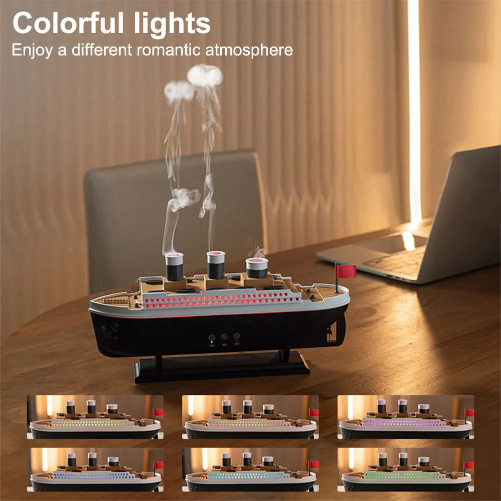 Ocean Liner Aroma Air Humidifier with Remote Control ~ Essential Oil Diffuser ~ Auto Shut-Off ~ Night Light ~ 250ml