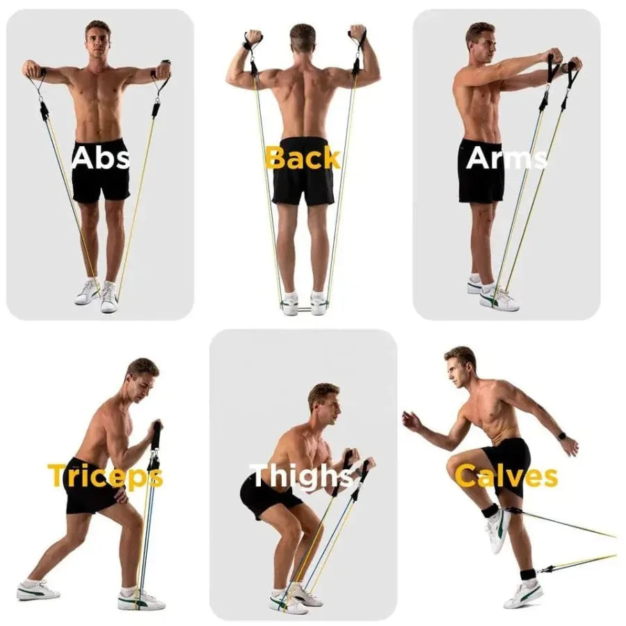 13-in-1 Ab Roller Home Gym Kit with 4-Wheel Roller, Resistance Bands & Ankle Straps | StriveRiseFit