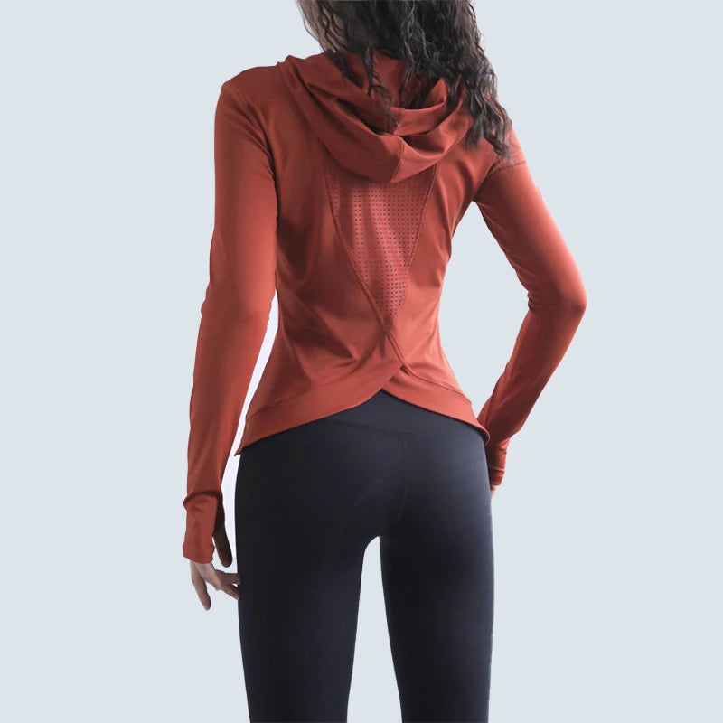 Yoga Hoodie Long Sleeve Women Breathable ~ Long T-shirt
