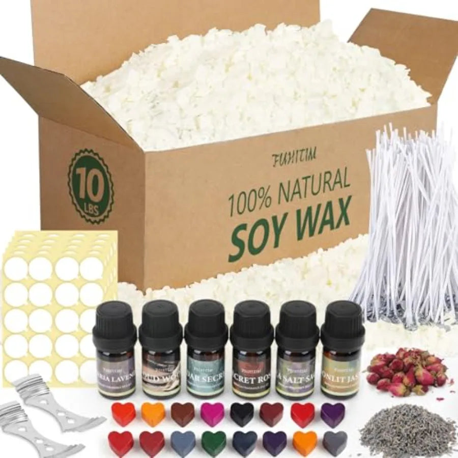 Premium Natural Soy Wax Flakes for Candle Making, 5 lb & 10 lb Kits | StriveRiseFit