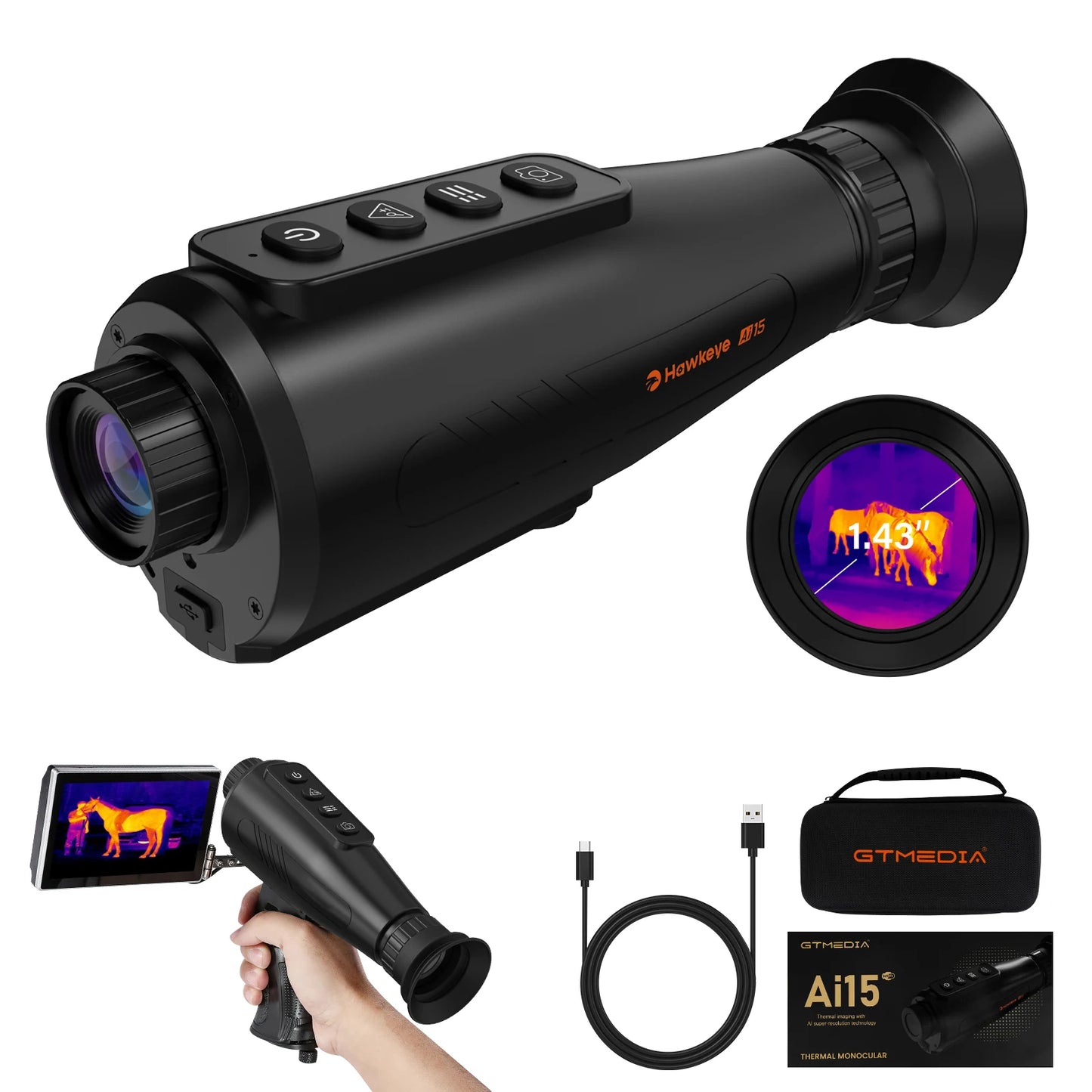 GTGUARD Ai15 Thermal Imaging Night Vision Monocular — 384×288 AI Resolution | StriveRiseFit