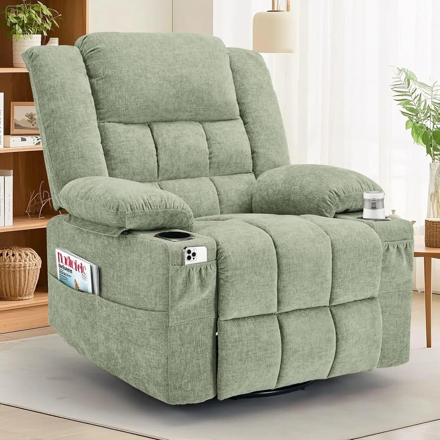 Adult Swivel Rocker Recliner with Massage & Heat - StriveRiseFit
