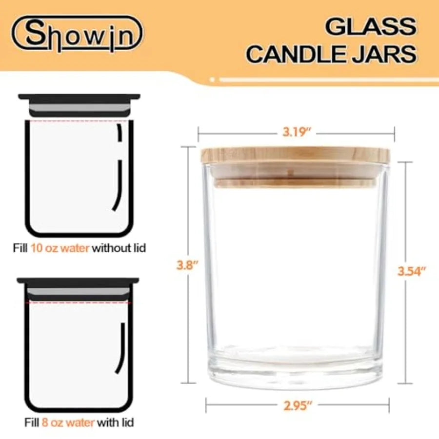 10 oz Thick Glass Candle Jars with Wood Lids, 15-Pack | StriveRiseFit