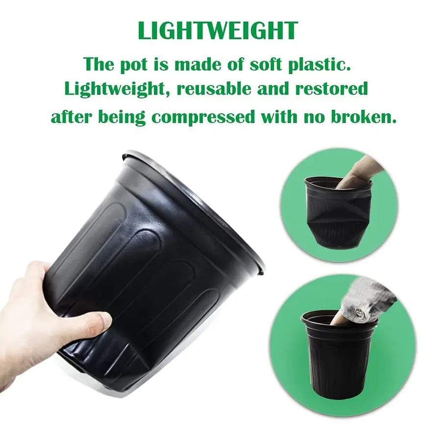 1-Gallon Plastic Nursery Pots | 100-Pack | Drainage Holes | Flexible & Stackable | StriveRiseFit