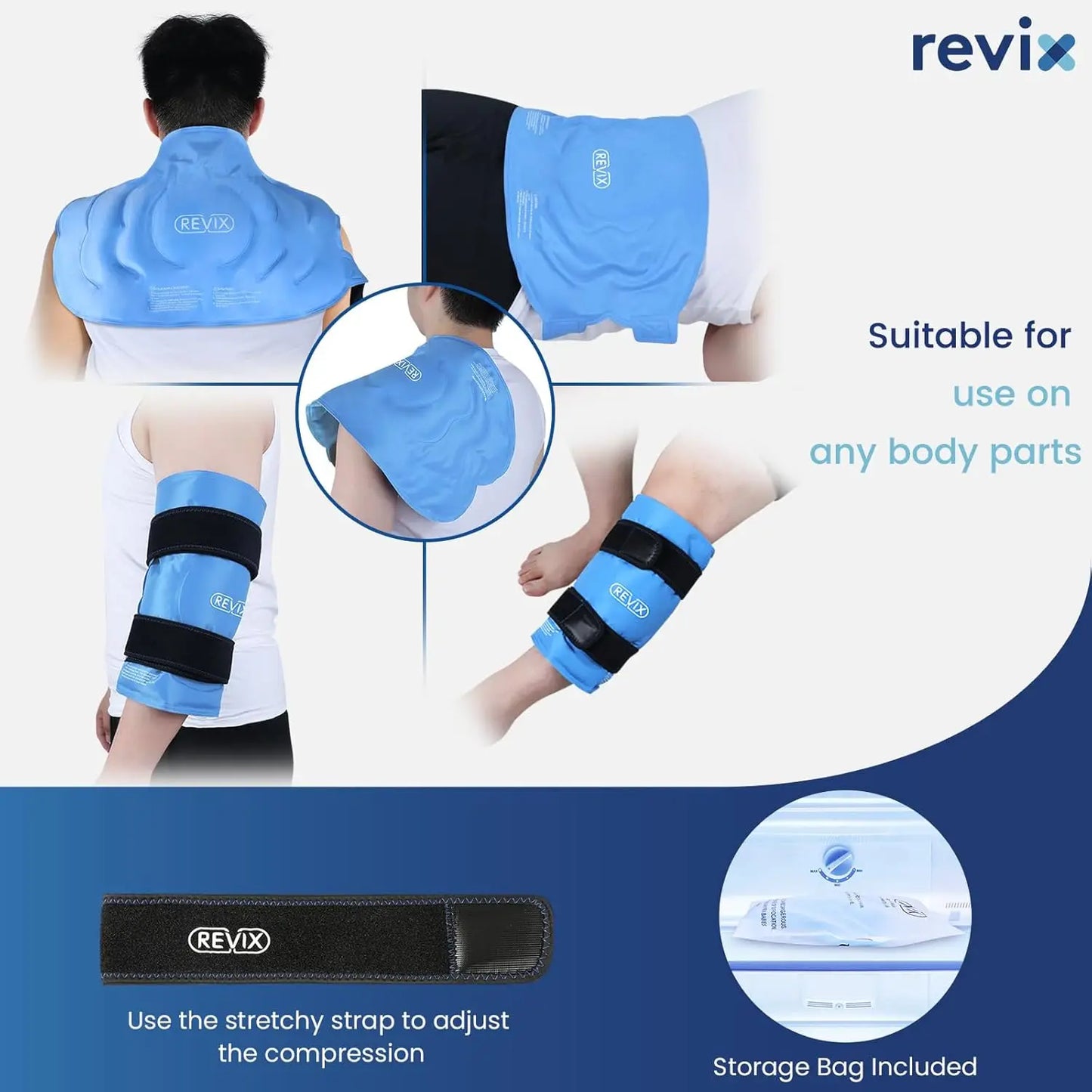 Extra Large Knee Ice Pack Wrap | 20" Cold Compress, Reusable, Back & Shoulder Therapy