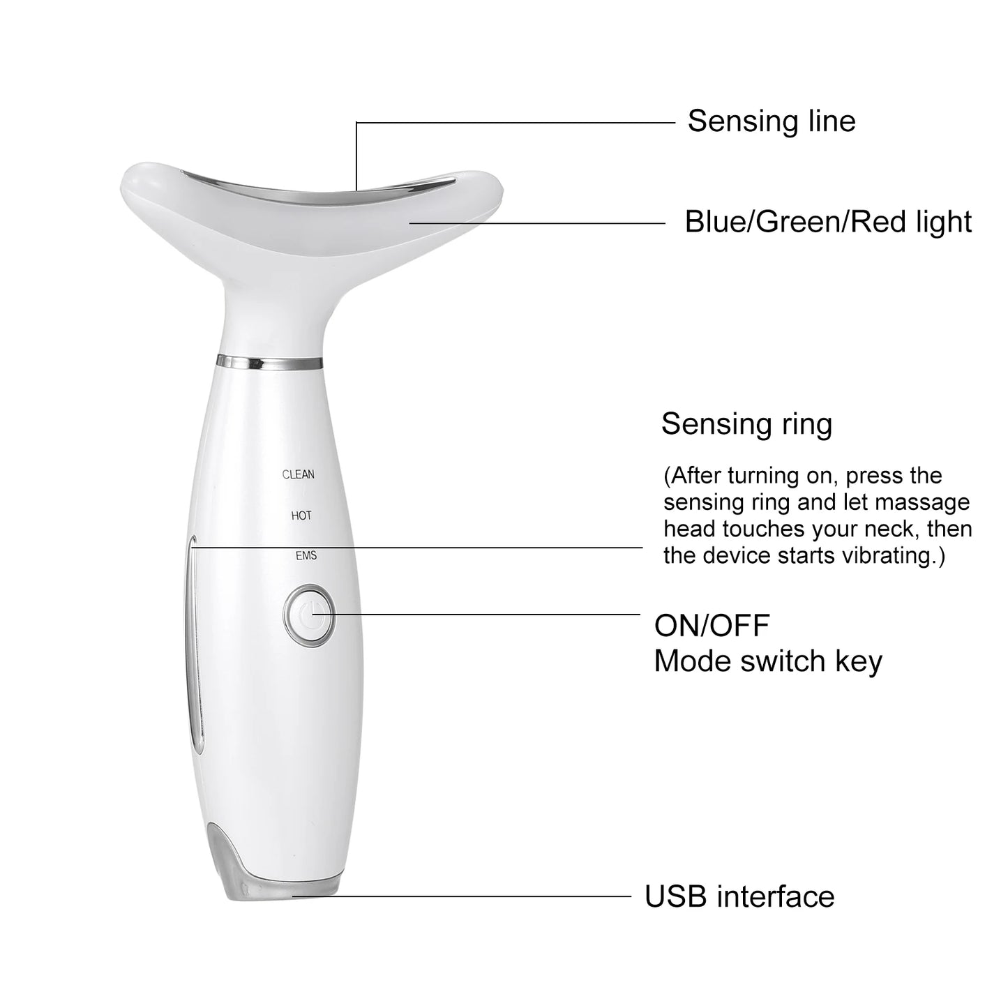LED Neck Massager with Photon Therapy - Anti-Aging Face & Neck Tool