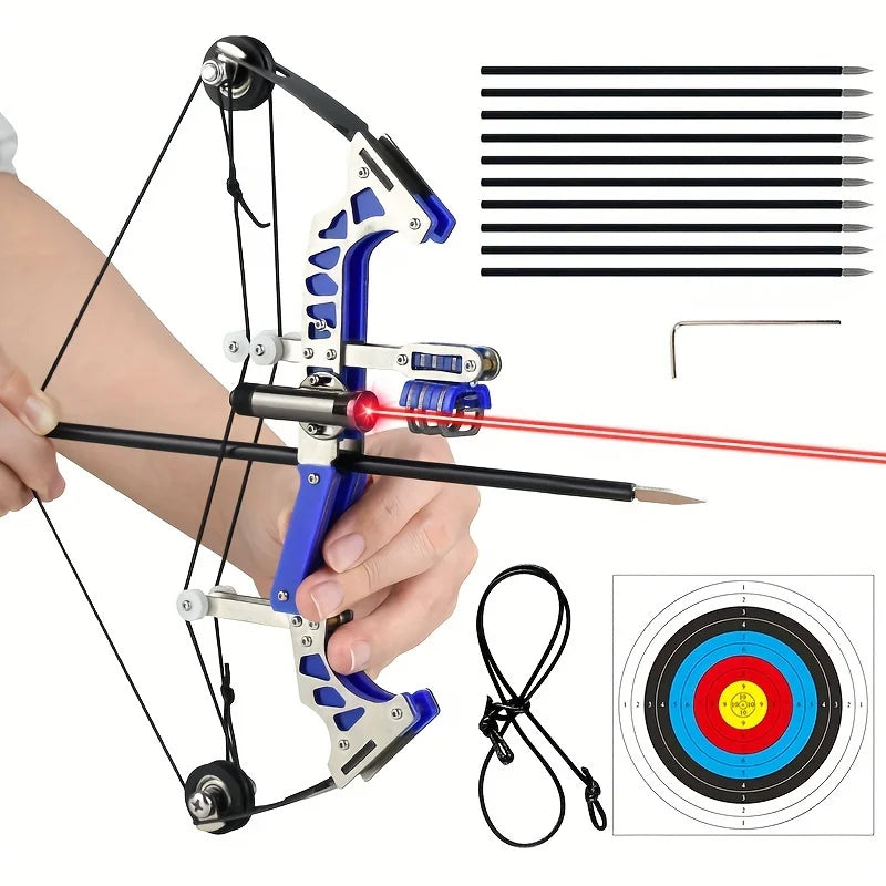 Mini Compound Bow & Arrow Set - Stainless Steel, Left/Right Hand, 5.5" or 9.8"