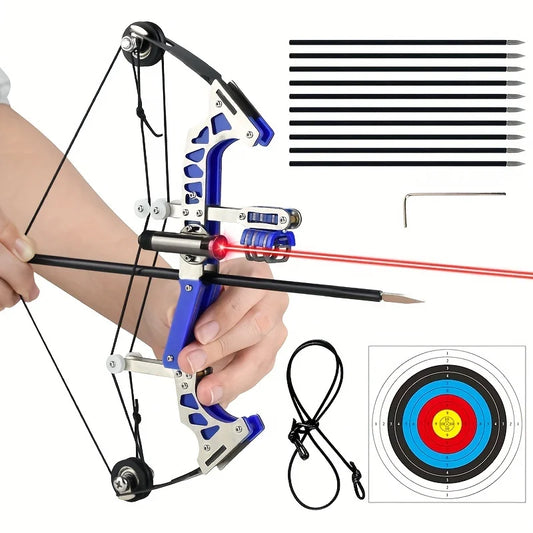Mini Compound Bow & Arrow Set - Stainless Steel, Left/Right Hand, 5.5" or 9.8"