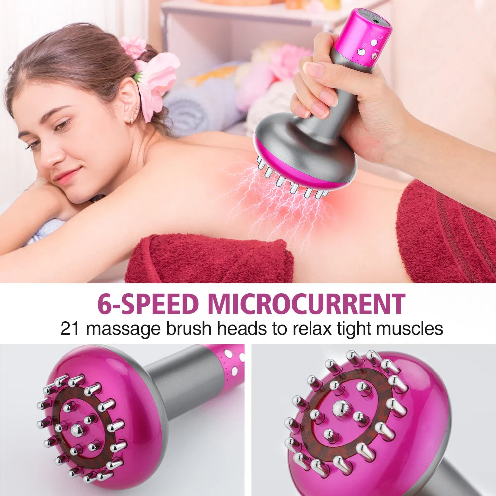 Intelligent Electric Meridian Brush ~ EMS Micro Current Vibrating Red Light Beauty Apparatus for Whole Body ~ Home Portable Massage