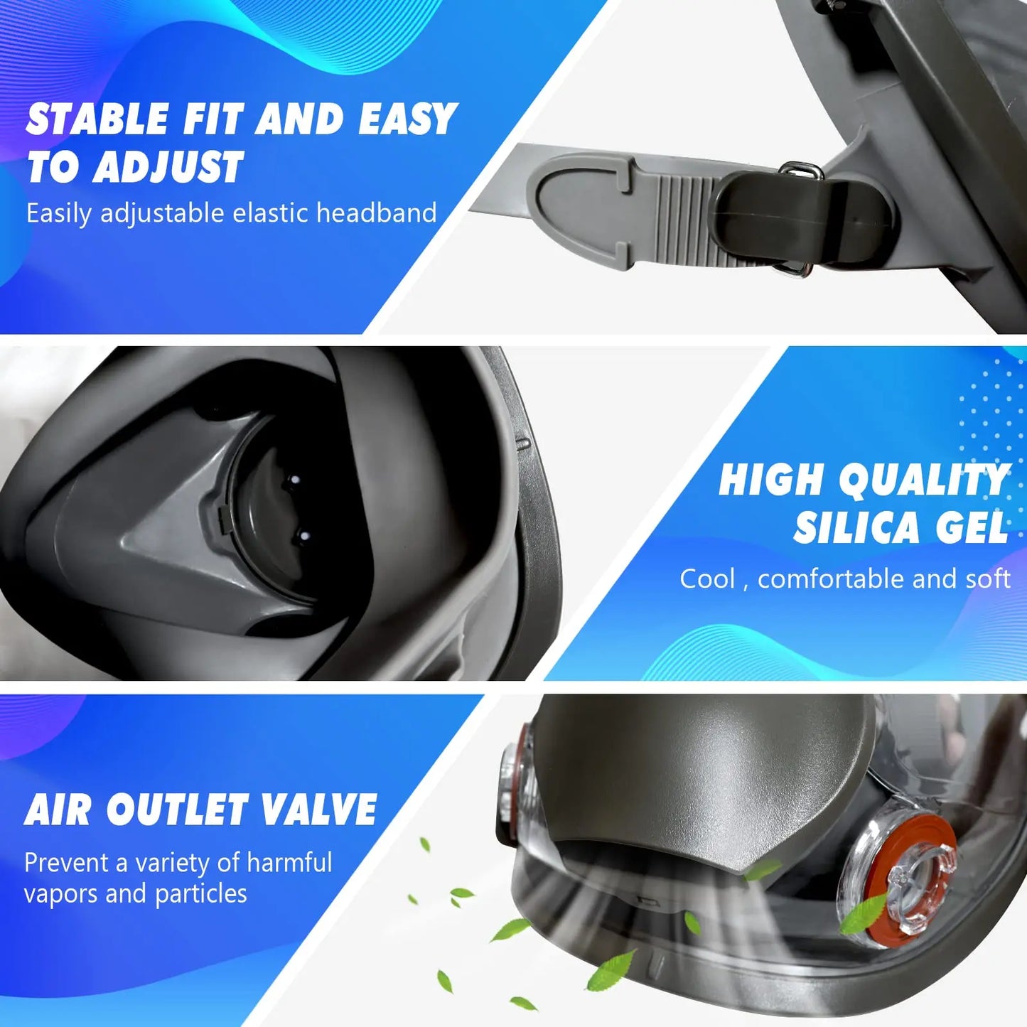 6800 Full Face Gas Mask Respirator - Reusable for Paint, Chemical, Smoke, Dust Protection