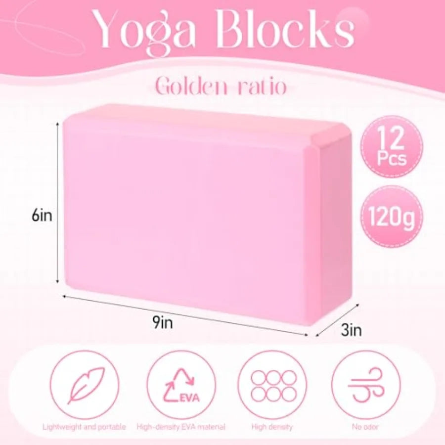 18-Piece Yoga Block & Pilates Ball Set, 12 Foam Bricks & 6 Exercise Balls for Yoga | StriveRiseFit