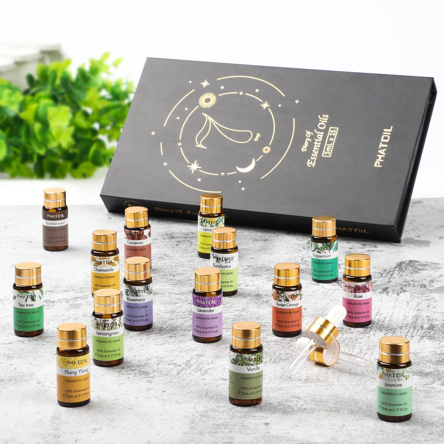 15-Piece Essential Oils Gift Set 5ml Each — Pure Natural Aromatherapy | StriveRiseFit
