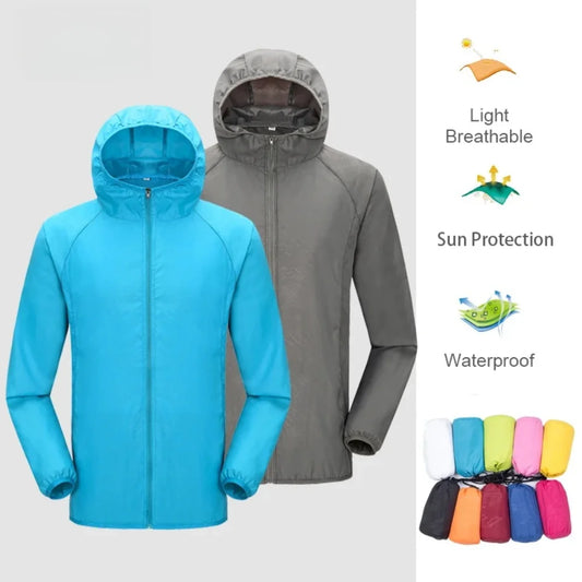 Unisex Hiking Jacket Men Women Waterproof Quick Dry Camping Windbreaker Trekking Outdoor Activity ~ Anti UV Clothes