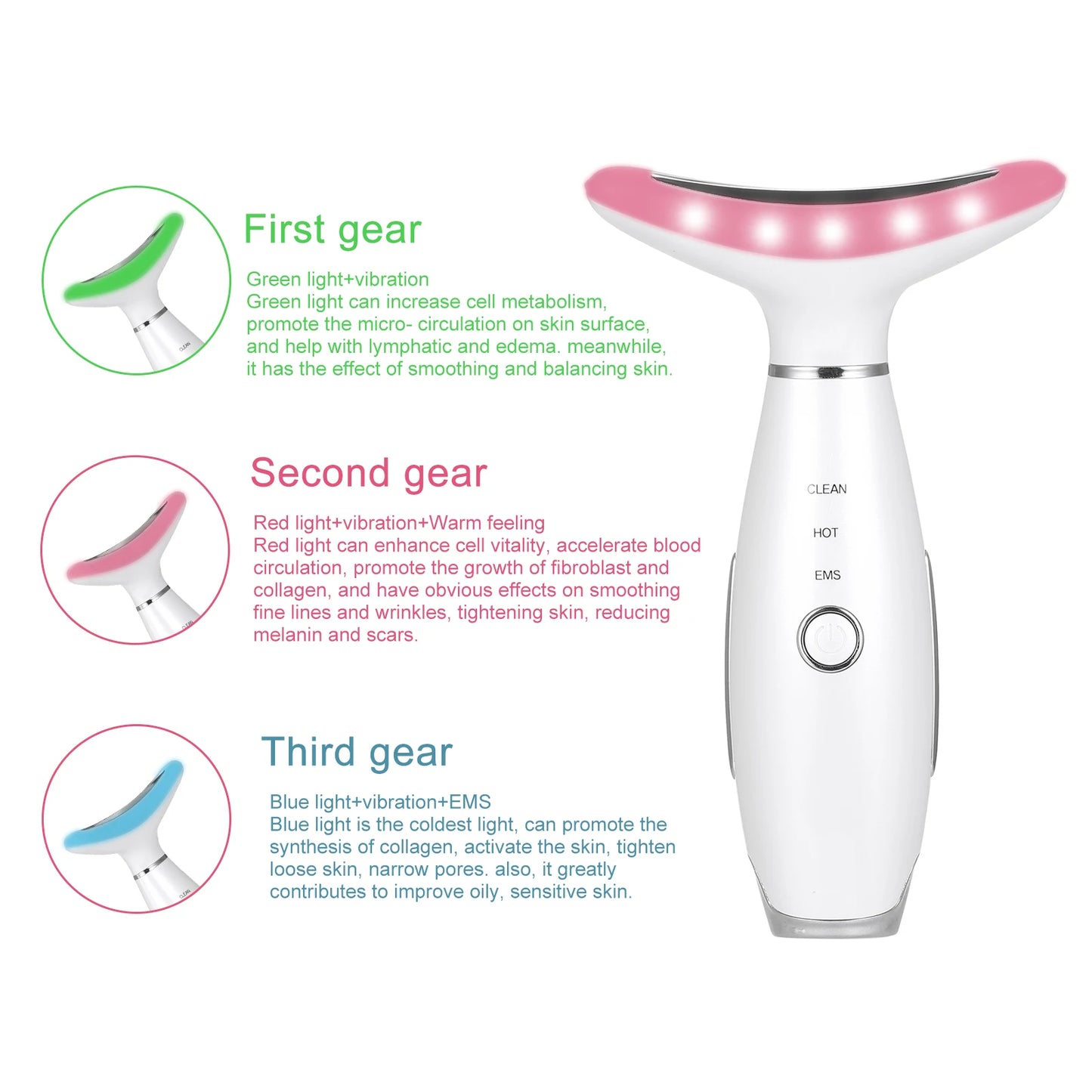 LED Neck Massager with Photon Therapy - Anti-Aging Face & Neck Tool