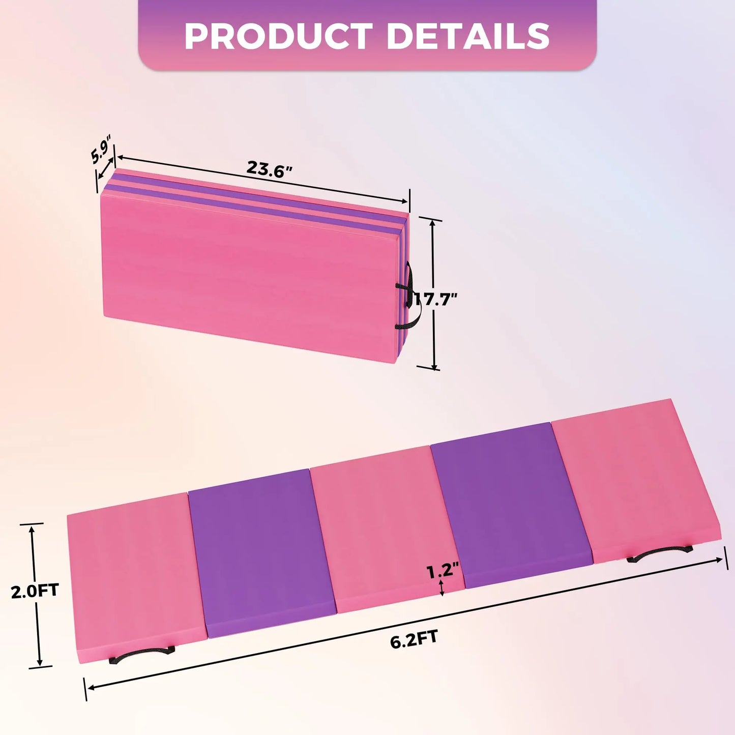 Foldable Gymnastics Mat, 2" Thick EPE Foam Tumbling Mat for Yoga, Pilates & Aerobics, 4 & 5-Fold | StriveRiseFit