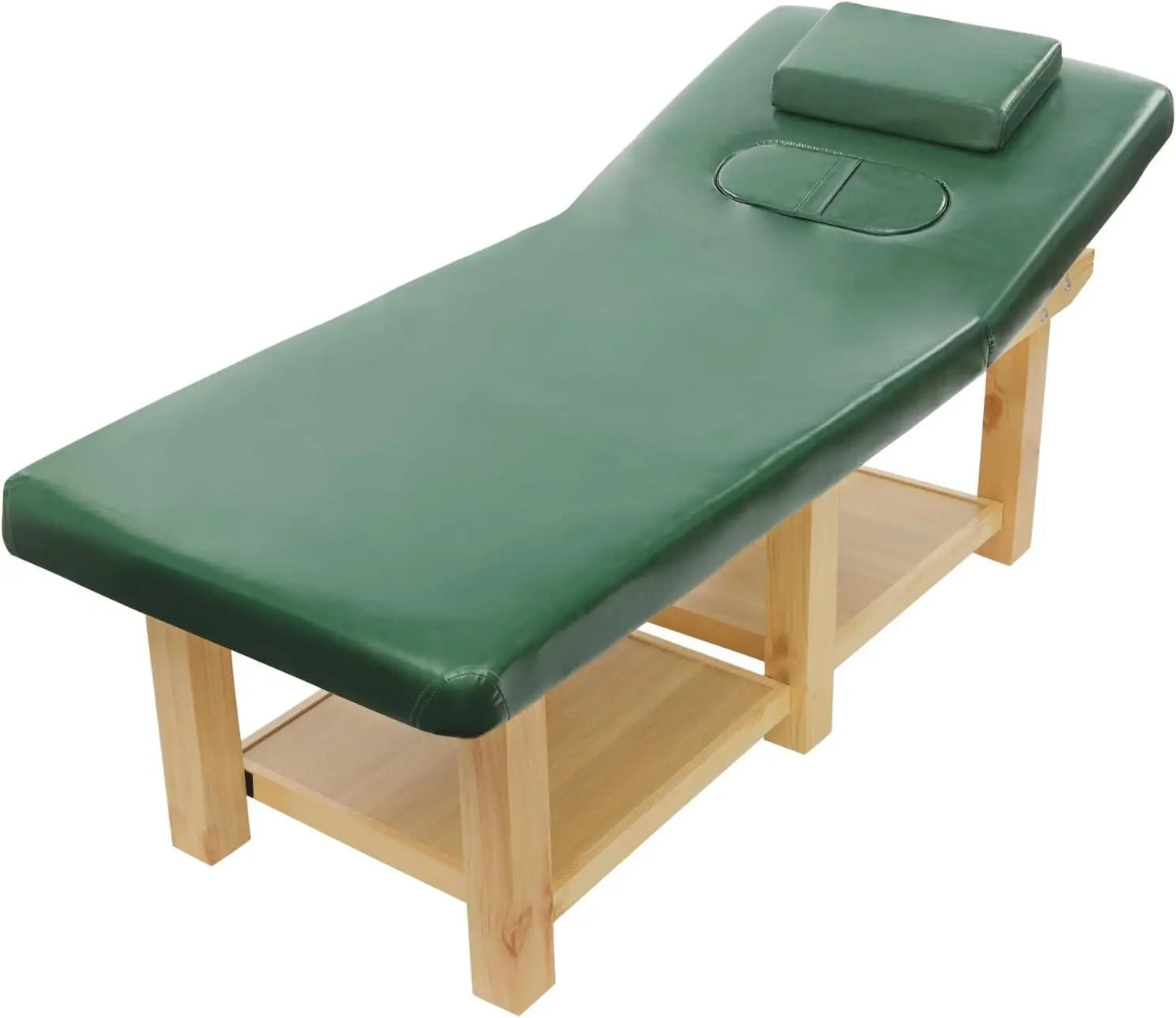Stationary Massage Table - 75x31.5 Solid Wood Spa Bed with Adjustable Backrest