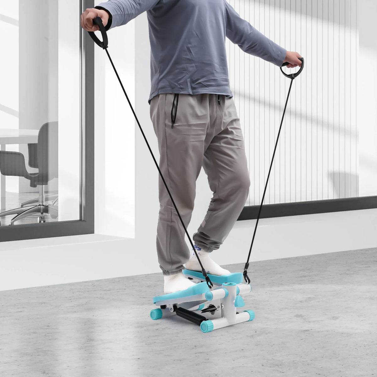 Mini Hydraulic Stepper with Resistance Bands LED Monitor 330 lb Capacity | StriveRiseFit