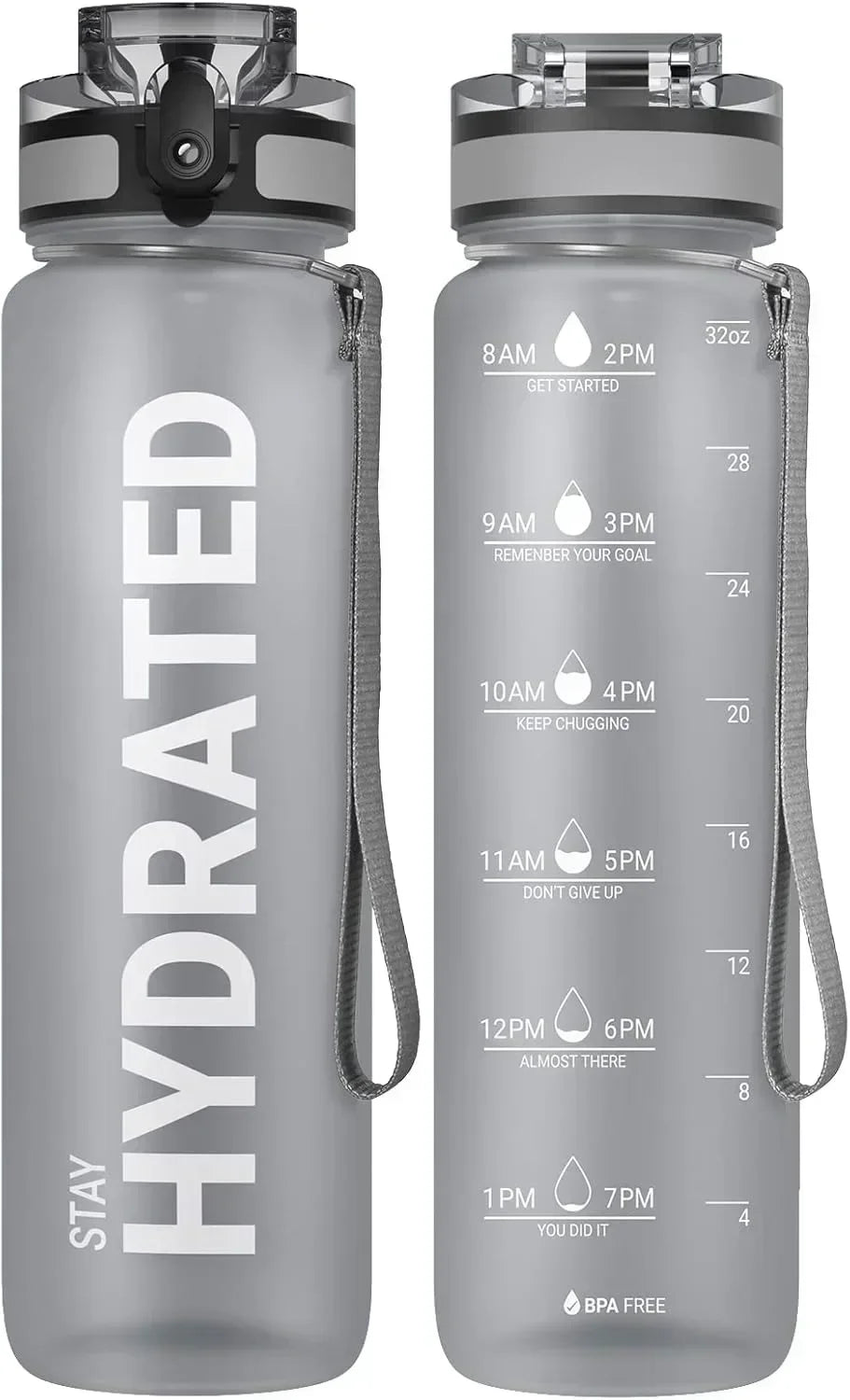 32oz Motivational Water Bottle - Leakproof Sports Bottle for Travel & Outdoor Activities