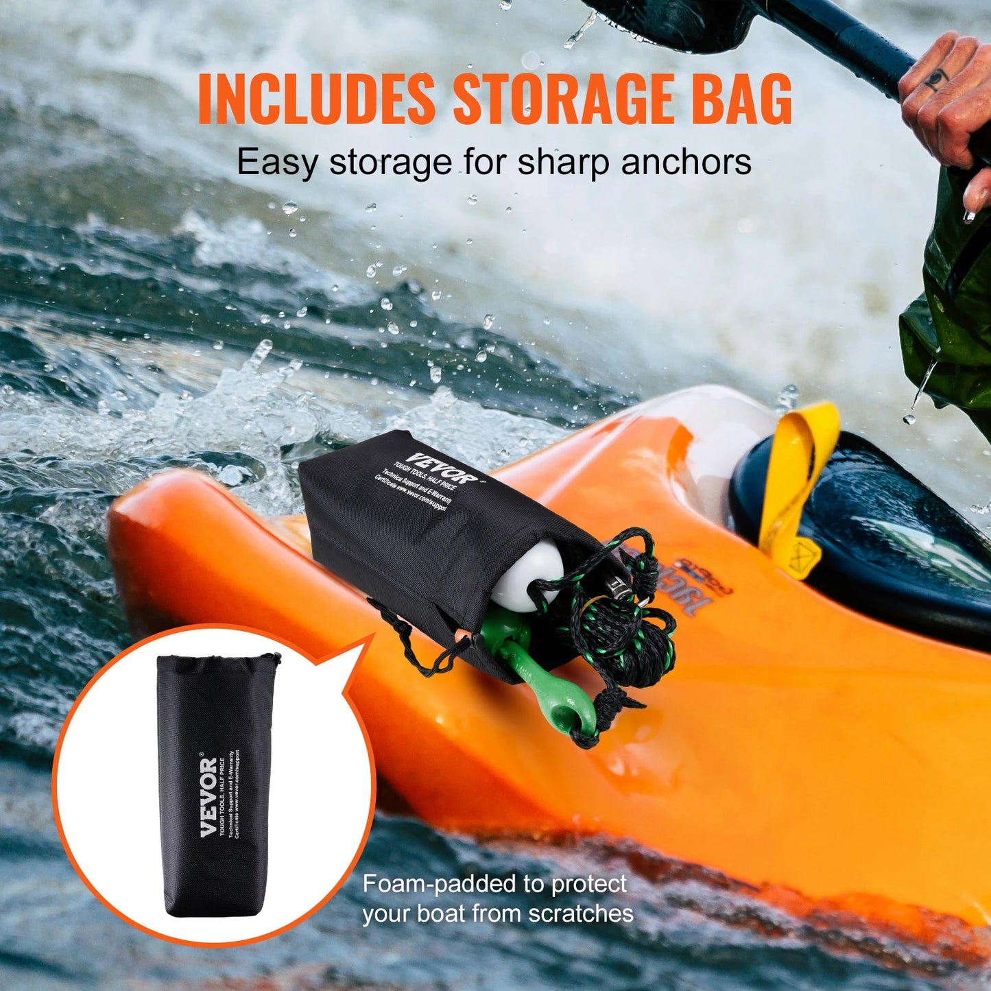 3.5 lb Folding Kayak Anchor Kit — 4-Fluke with Rope, Buoy & Storage Bag | StriveRiseFit