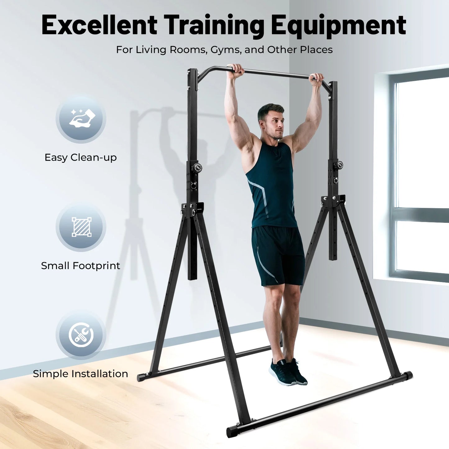 Carbon Steel Pull Up Bar, 440 lb Capacity, Adjustable Height Home Gym | StriveRiseFit